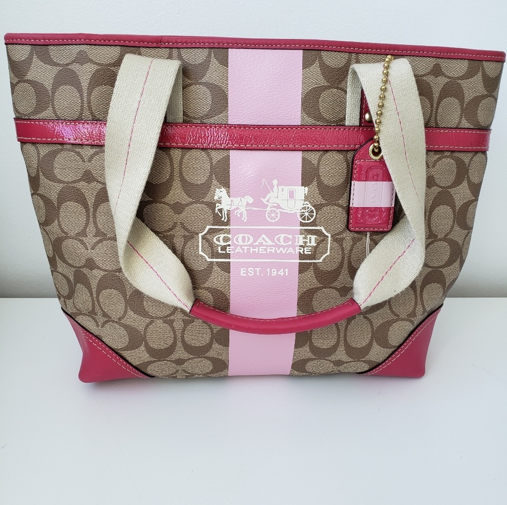 Coach Heritage Stripe Tote NEW.